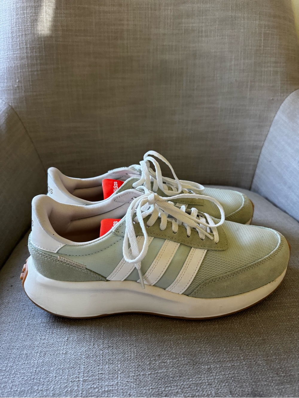 adidas Mint Green & White Suede-Trim Casual Sneakers